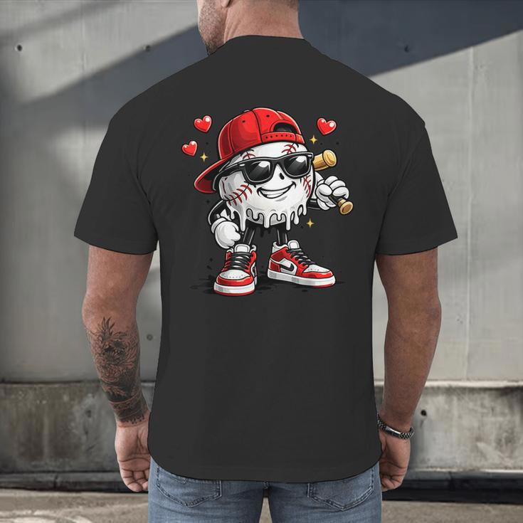 Baseball Drip Ice Cream Valentine’s Day Boys Kids Men's Back Print T-Shirt