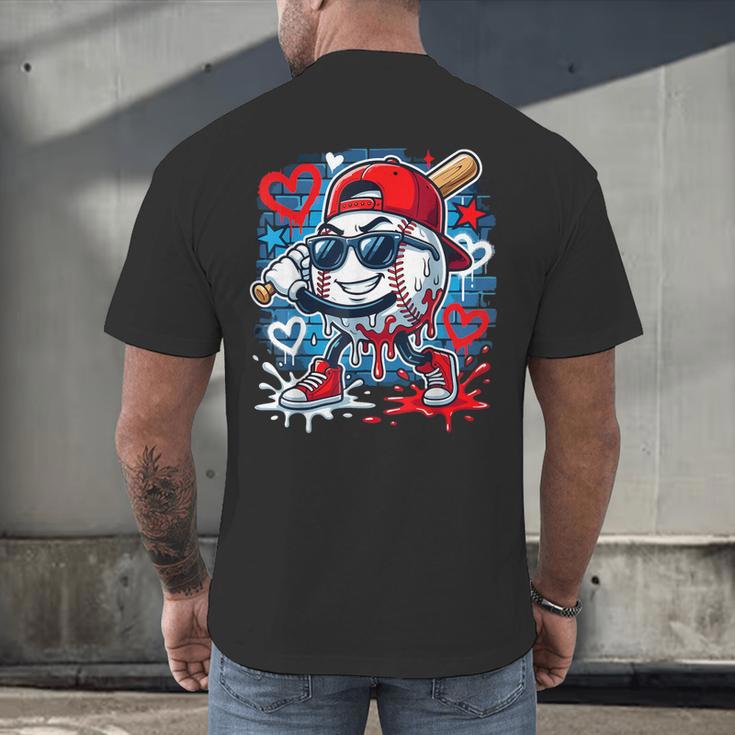 Baseball Drip Icecream Heart Valentine Day Boys Kids Red Men's Back Print T-Shirt Baseball Drip Icecream Heart Valentine Day Boys Kids Red Men's Back Print T-Shirt