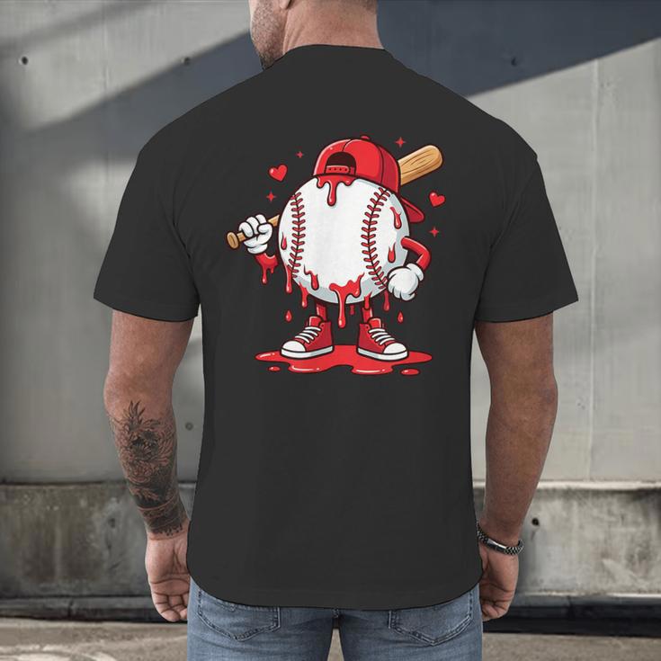 Baseball Drip Icecream Men Boy Valentine Men's Back Print T-Shirt Baseball Drip Icecream Men Boy Valentine Men's Back Print T-Shirt