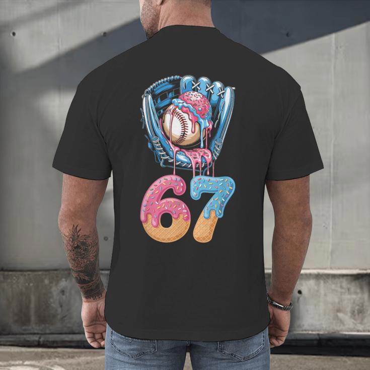Baseball Drip Number 67 Player 67th Birthday Ice Cream 67 Men's Back Print T-Shirt