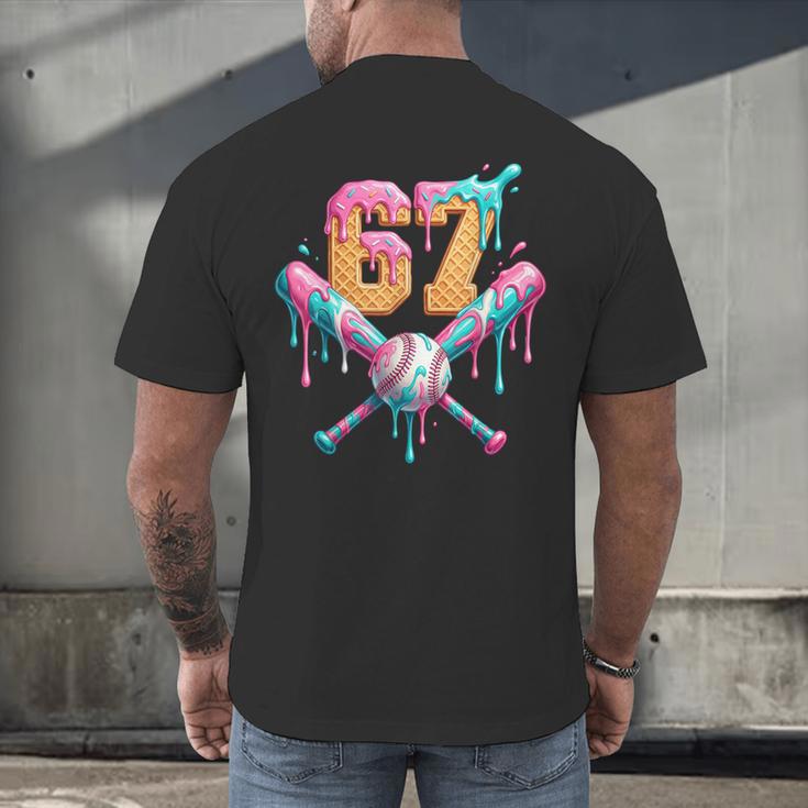 Baseball Drip Number 67 Player Men's Back Print T-Shirt