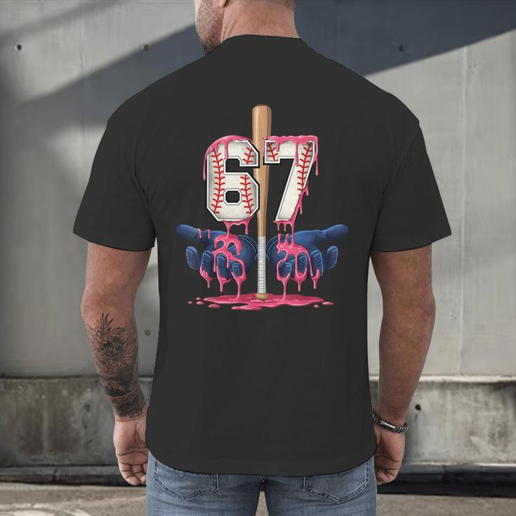 Baseball Drip Shirt Youth Baseball Glove Drip Ice Cream Men's Back Print T-Shirt