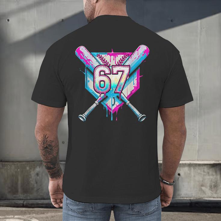 Baseball Dripping 67 Home Plate Six Seven Boy Kids Sports Men's Back Print T-Shirt Baseball Dripping 67 Home Plate Six Seven Boy Kids Sports Men's Back Print T-Shirt