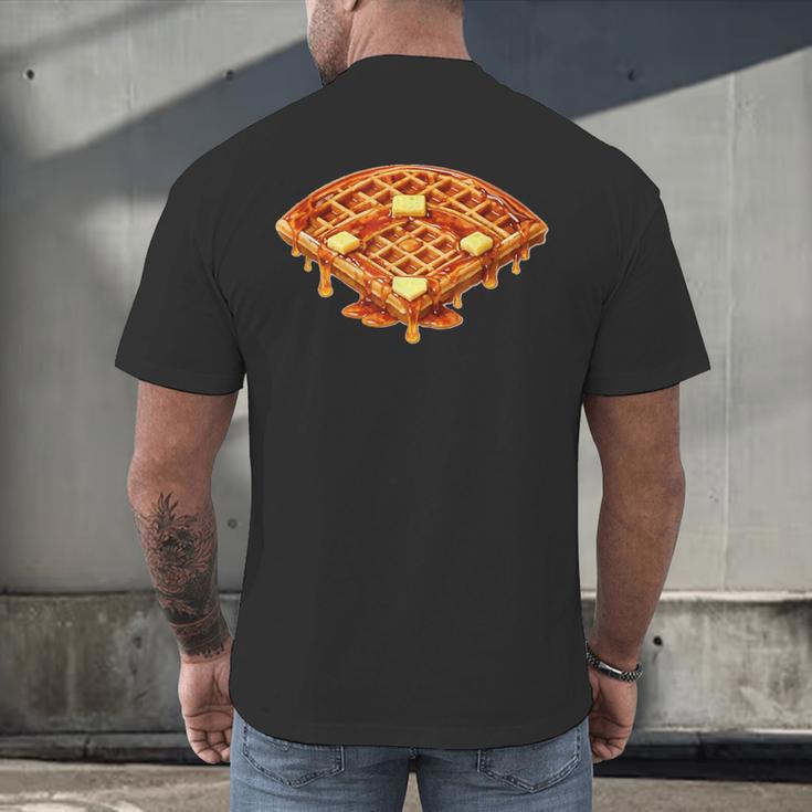 Baseball Dripping Waffle Field Men's Back Print T-Shirt Baseball Dripping Waffle Field Men's Back Print T-Shirt