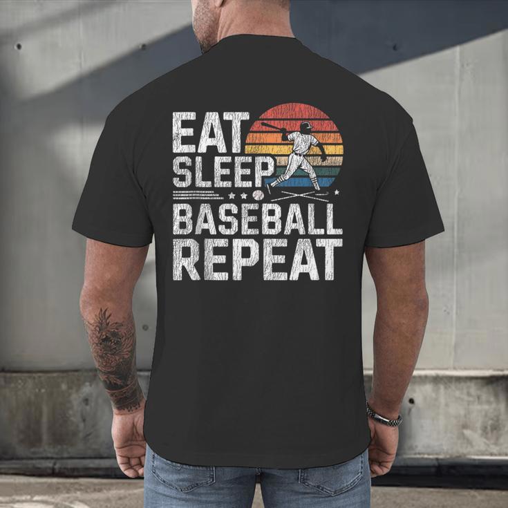 Baseball Fan Vintage Retro Eat Sleep Baseball Repeat Men's Back Print T-Shirt