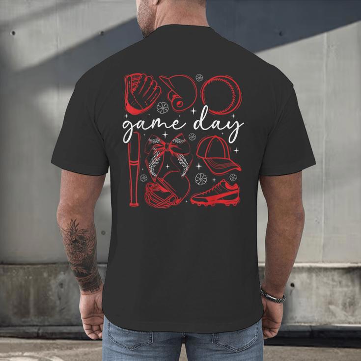 Baseball Game Day Coquette Game Day Baseball Men's Back Print T-Shirt Baseball Game Day Coquette Game Day Baseball Men's Back Print T-Shirt