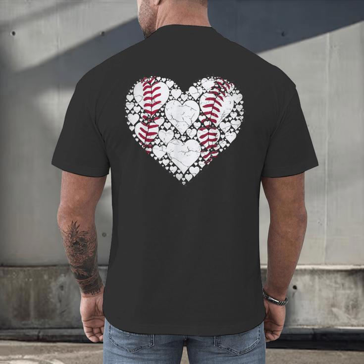Baseball Heart Love Game Sports Fan Game Day Men's Back Print T-Shirt Baseball Heart Love Game Sports Fan Game Day Men's Back Print T-Shirt