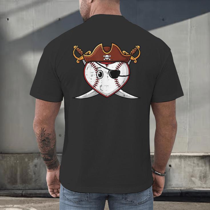 Baseball Heart Pirate Hat Crossed Swords Men Boys Kids Youth Men's Back Print T-Shirt Baseball Heart Pirate Hat Crossed Swords Men Boys Kids Youth Men's Back Print T-Shirt