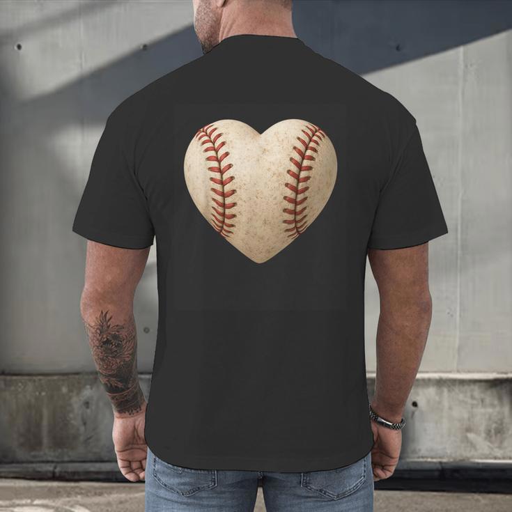 Baseball Heart Shape Valentines Day Love Boys Kids Men Men's Back Print T-Shirt Baseball Heart Shape Valentines Day Love Boys Kids Men Men's Back Print T-Shirt