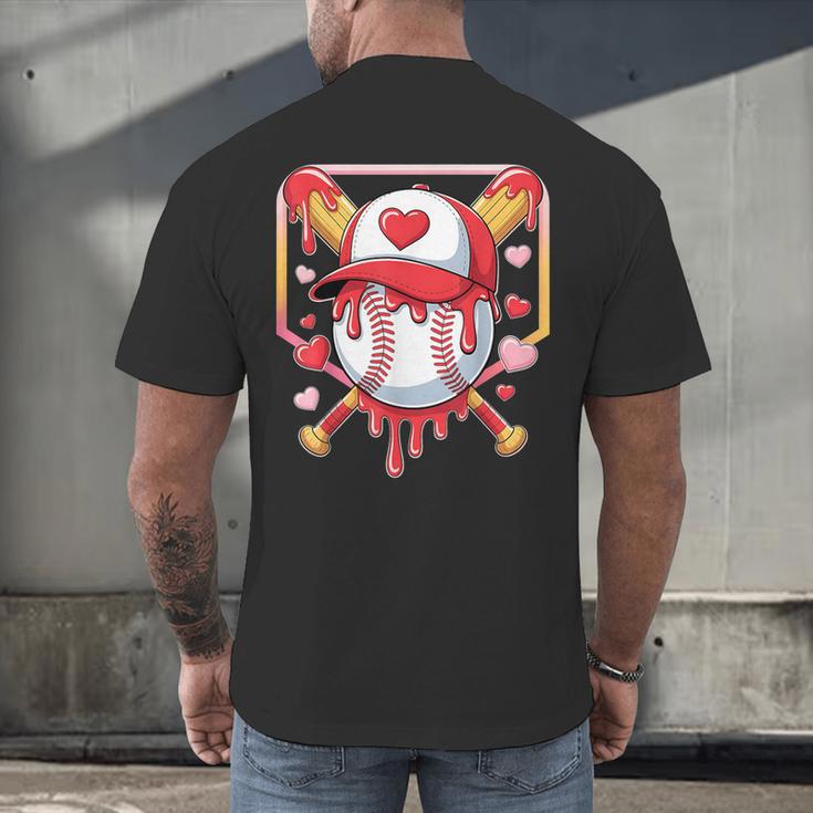 Baseball Heart Valentines Day Baseball Ice Cream Drip Boys Men's Back Print T-Shirt Baseball Heart Valentines Day Baseball Ice Cream Drip Boys Men's Back Print T-Shirt
