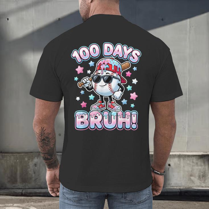 Baseball Ice Cram Drip 100 Days Of School 100th Boys Youth Men's Back Print T-Shirt Baseball Ice Cram Drip 100 Days Of School 100th Boys Youth Men's Back Print T-Shirt