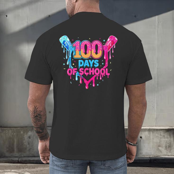 Baseball Ice Cream Drip 100 Days Of School Boys Girls 100th Men's Back Print T-Shirt Baseball Ice Cream Drip 100 Days Of School Boys Girls 100th Men's Back Print T-Shirt