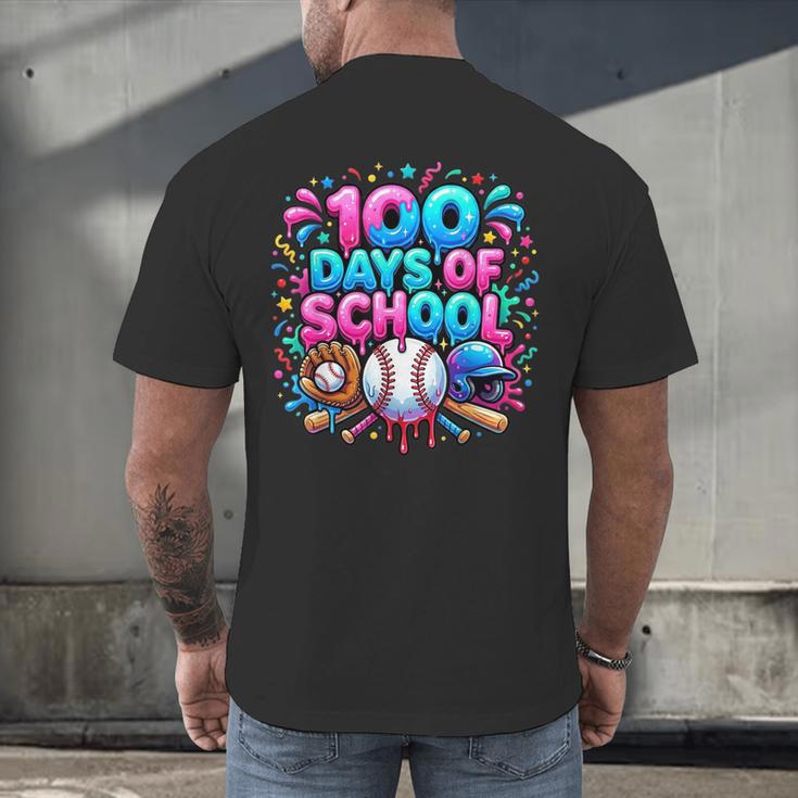Baseball Ice Cream Drip 100 Days Of School Student Teacher Men's Back Print T-Shirt Baseball Ice Cream Drip 100 Days Of School Student Teacher Men's Back Print T-Shirt