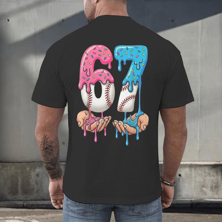 Baseball Ice Cream Drip 67 Hands Six Seven Boys Men's Back Print T-Shirt Baseball Ice Cream Drip 67 Hands Six Seven Boys Men's Back Print T-Shirt