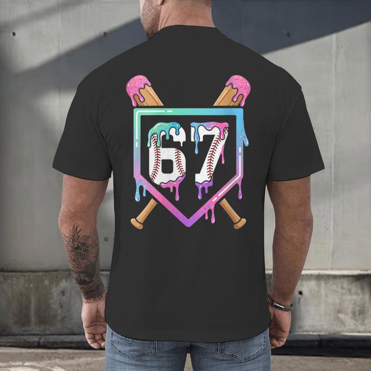 Baseball Ice Cream Drip 67 Player Dabbing Six Seven Boys Men's Back Print T-Shirt Baseball Ice Cream Drip 67 Player Dabbing Six Seven Boys Men's Back Print T-Shirt