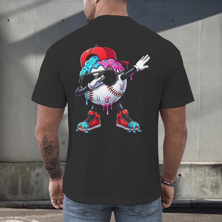 Baseball Ice Cream Drip Dabbing Sports Sprinkles For Boys Men's Back Print T-Shirt