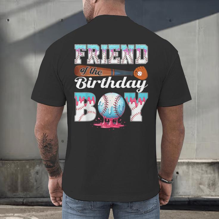 Baseball Ice Cream Drip Friend Of The Birthday Boy Men's Back Print T-Shirt
