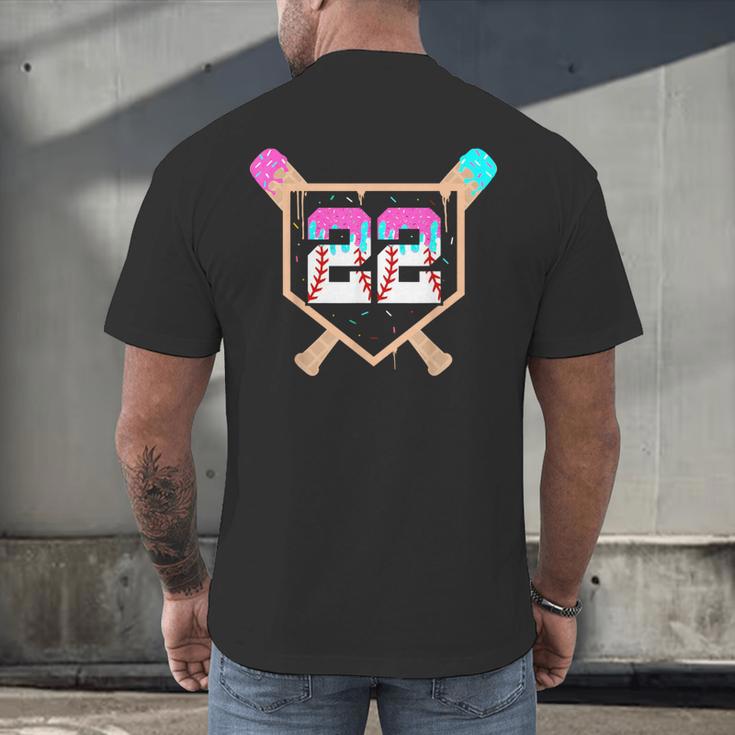 Baseball Ice Cream Drip Number 22 Player 22nd Birthday Men's Back Print T-Shirt Baseball Ice Cream Drip Number 22 Player 22nd Birthday Men's Back Print T-Shirt
