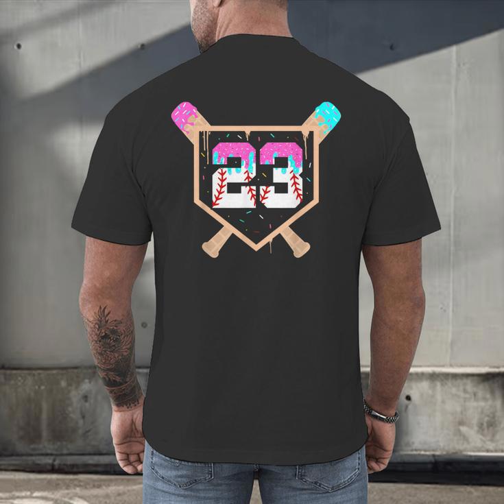 Baseball Ice Cream Drip Number 23 Player 23rd Birthday Men's Back Print T-Shirt Baseball Ice Cream Drip Number 23 Player 23rd Birthday Men's Back Print T-Shirt