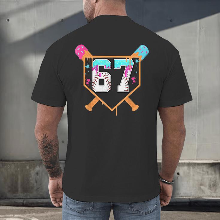 Baseball Ice Cream Drip Number 67 Player Six Seven Meme 6 7 Men's Back Print T-Shirt