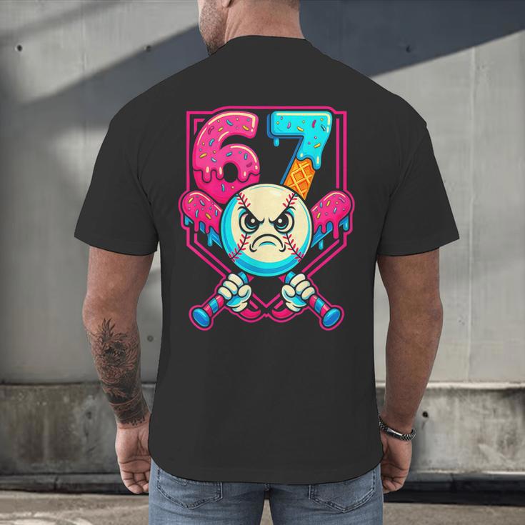 Baseball Ice Cream Drip Number 67 Six Seven Meme 67 Men's Back Print T-Shirt