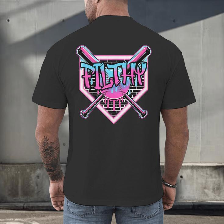 Baseball Ice Cream Drip Pitcher Filthy Men's Back Print T-Shirt Baseball Ice Cream Drip Pitcher Filthy Men's Back Print T-Shirt