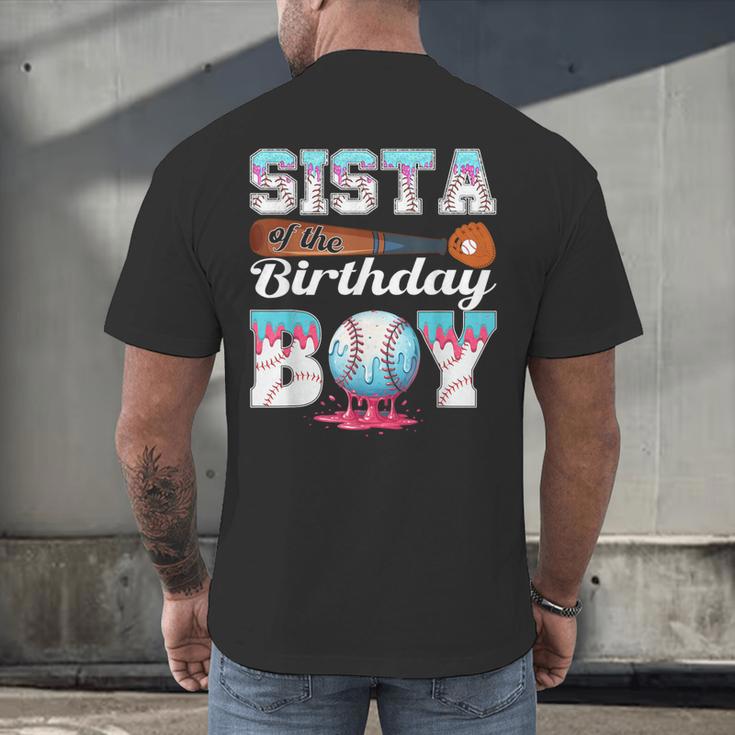 Baseball Ice Cream Drip Sista Of The Birthday Boy Men's Back Print T-Shirt