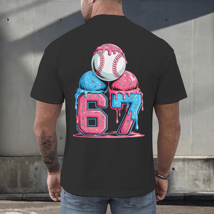 Baseball Ice Cream Drip Six Seven Gen Alpha Meme 67 Men's Back Print T-Shirt Baseball Ice Cream Drip Six Seven Gen Alpha Meme 67 Men's Back Print T-Shirt