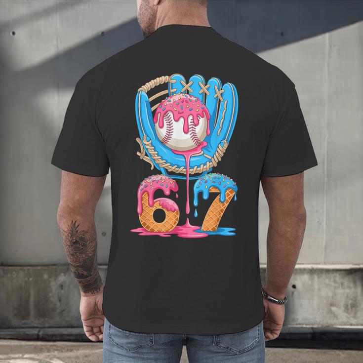 Baseball Ice Cream Drip Six Seven Gen Alpha Slang Meme 67 Men's Back Print T-Shirt