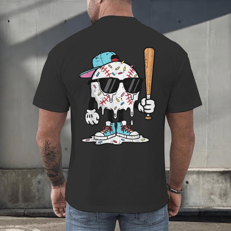 Baseball Ice Cream Drip Sports Boys Kids Youth Men Men's Back Print T-Shirt