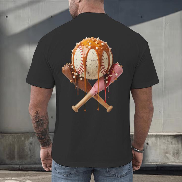 Baseball Ice Cream Drip Style Melting Ice Cream Youth Teen Men's Back Print T-Shirt Baseball Ice Cream Drip Style Melting Ice Cream Youth Teen Men's Back Print T-Shirt