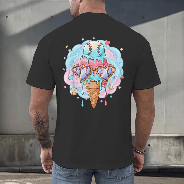 Baseball Ice Cream Heart Sunglasses Youth Boys Valentine Men's Back Print T-Shirt
