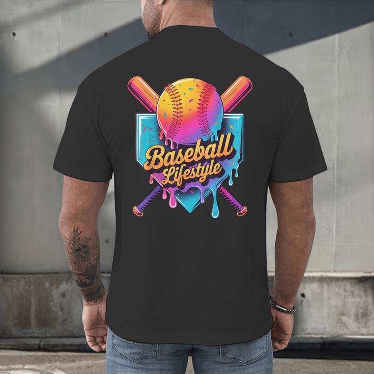 Baseball Lifestyle Drip Icecream Men's Back Print T-Shirt