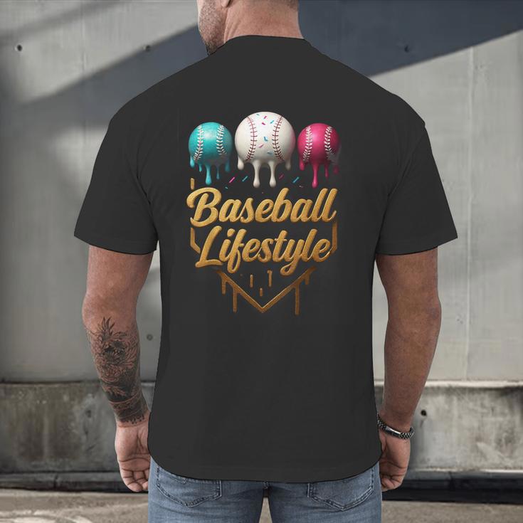 Baseball Lifestyle Drip Men's Back Print T-Shirt