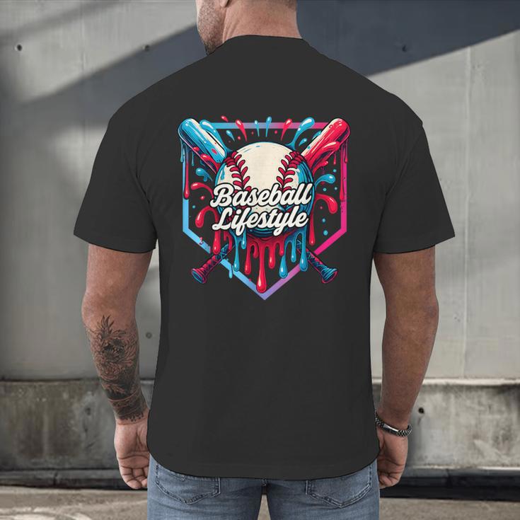Baseball Lifestyle Shirt Youth Baseball Drip Icecream Boys Men's Back Print T-Shirt Baseball Lifestyle Shirt Youth Baseball Drip Icecream Boys Men's Back Print T-Shirt