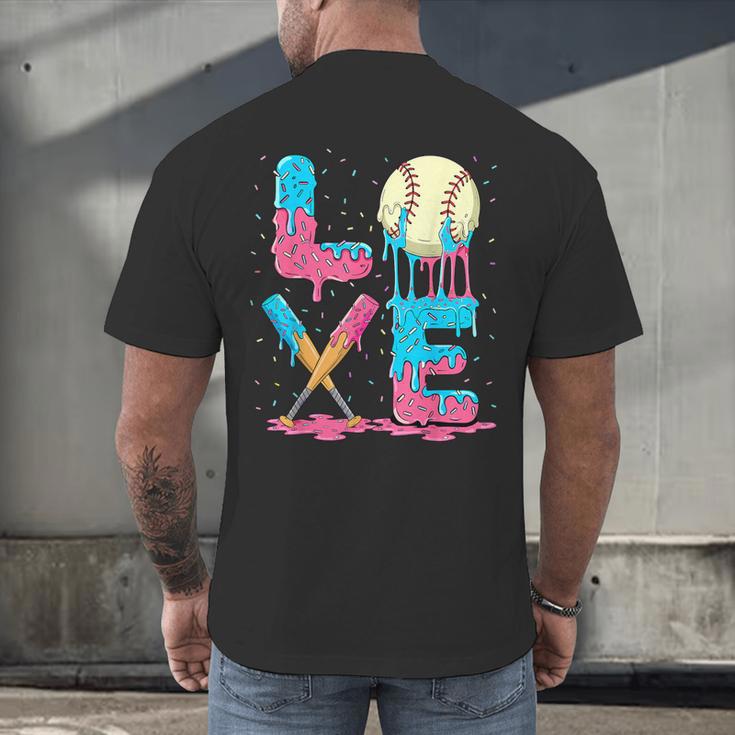 Baseball Love Drip Ice Cream Colorful Baseball Men's Back Print T-Shirt