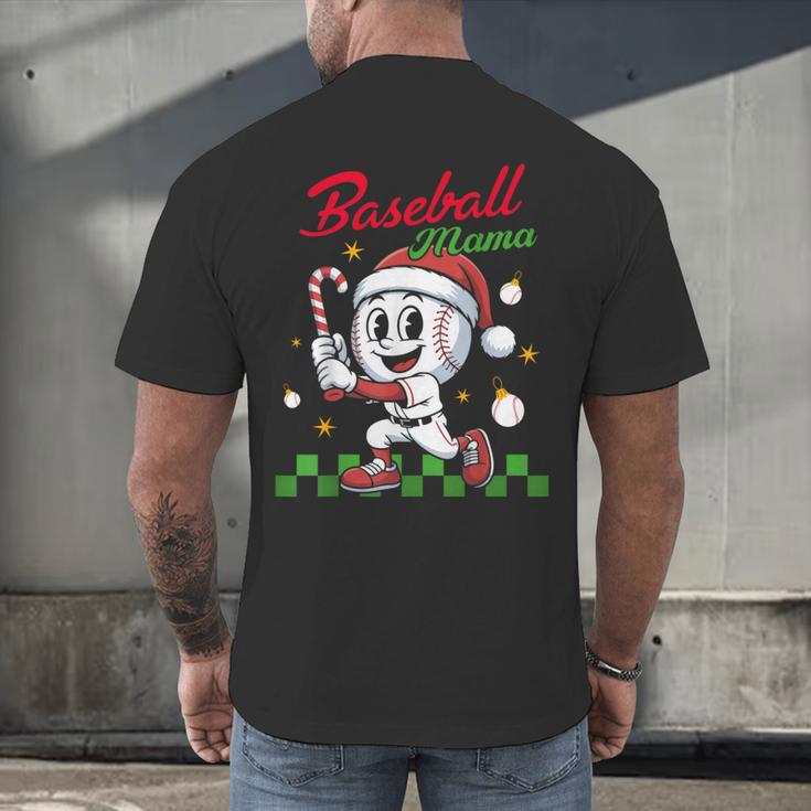 Baseball Mama Christmas Santa Hat Xmas Softball Mom Men's Back Print T-Shirt Baseball Mama Christmas Santa Hat Xmas Softball Mom Men's Back Print T-Shirt