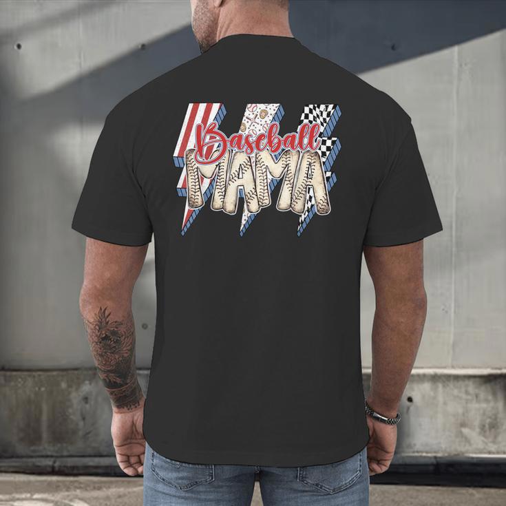 Baseball Mama Lightning Bolt Checkered Varsity Mother's Day Men's Back Print T-Shirt Baseball Mama Lightning Bolt Checkered Varsity Mother's Day Men's Back Print T-Shirt