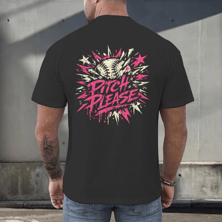 Baseball Phrase With Stars Men's Back Print T-Shirt