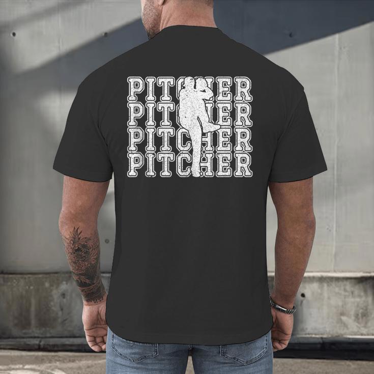Baseball Pitcher Player Team Sport Lover Family Friends Fans Men's Back Print T-Shirt