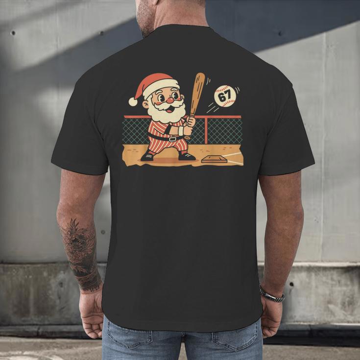 Baseball Santa 67 Christmas Xmas Boys Retro Men's Back Print T-Shirt Baseball Santa 67 Christmas Xmas Boys Retro Men's Back Print T-Shirt