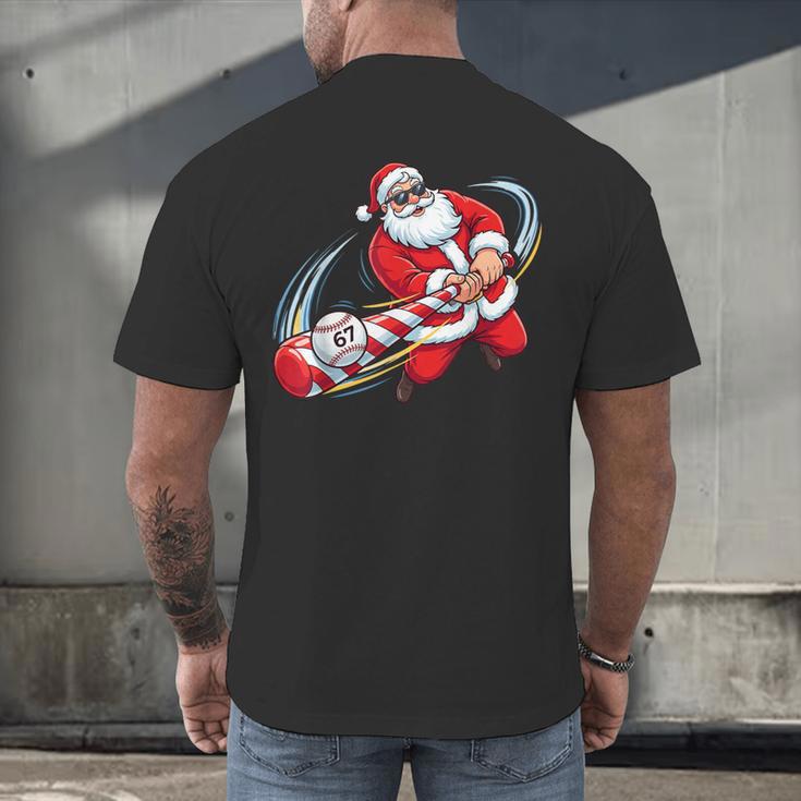 Baseball Santa 67 Christmas Xmas Pajamas Boys Men's Back Print T-Shirt