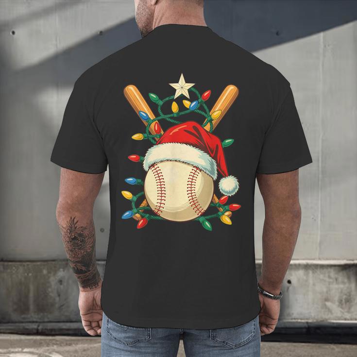 Baseball Santa Christmas Ball Baseball Lover Player Boys Men's Back Print T-Shirt