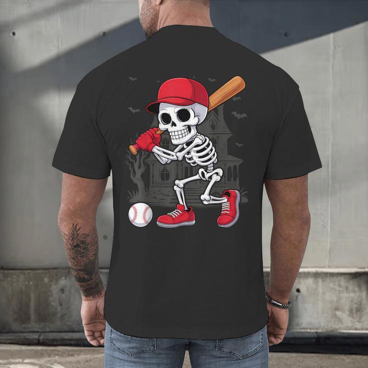 Baseball Skeleton Halloween Playing Men's Back Print T-Shirt Baseball Skeleton Halloween Playing Men's Back Print T-Shirt