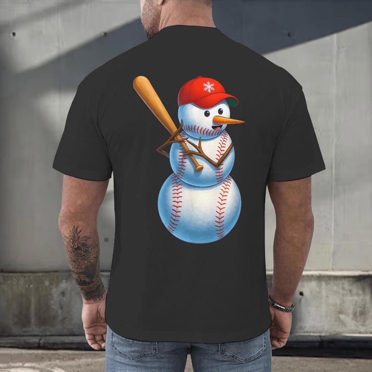 Baseball Snowman Merry Christmas Xmas Pajamas Men Women Kids Men's Back Print T-Shirt Baseball Snowman Merry Christmas Xmas Pajamas Men Women Kids Men's Back Print T-Shirt