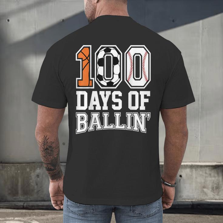 Baseball Soccer Basketball 100 Days Of School Men's Back Print T-Shirt Baseball Soccer Basketball 100 Days Of School Men's Back Print T-Shirt