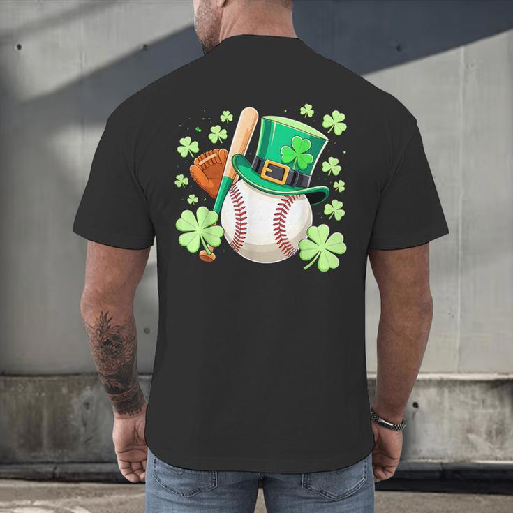 Baseball St Patricks Day Lucky Baseball Player Shamrock Men's Back Print T-Shirt Baseball St Patricks Day Lucky Baseball Player Shamrock Men's Back Print T-Shirt