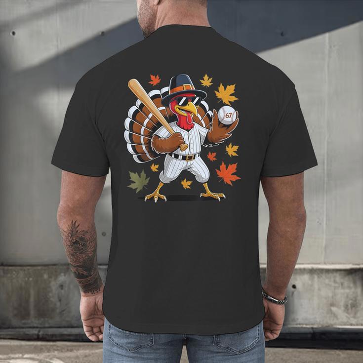 Baseball Turkey 67 Meme Thanksgiving For Boys Toddlers Kid Men's Back Print T-Shirt Baseball Turkey 67 Meme Thanksgiving For Boys Toddlers Kid Men's Back Print T-Shirt