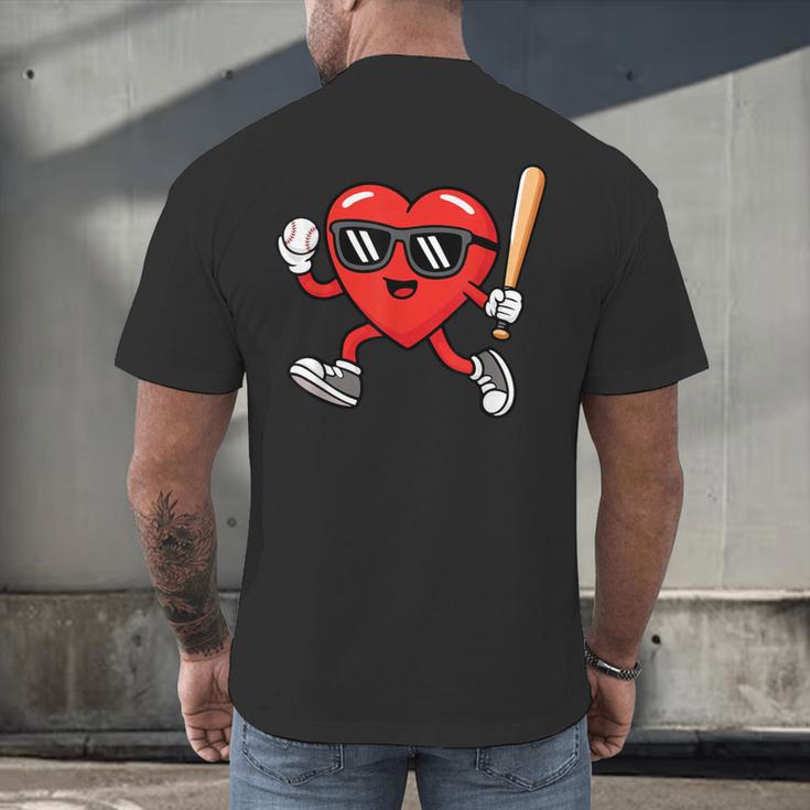 Baseball Valentines Day Heart Boys Sports Love Men's Back Print T-Shirt Baseball Valentines Day Heart Boys Sports Love Men's Back Print T-Shirt