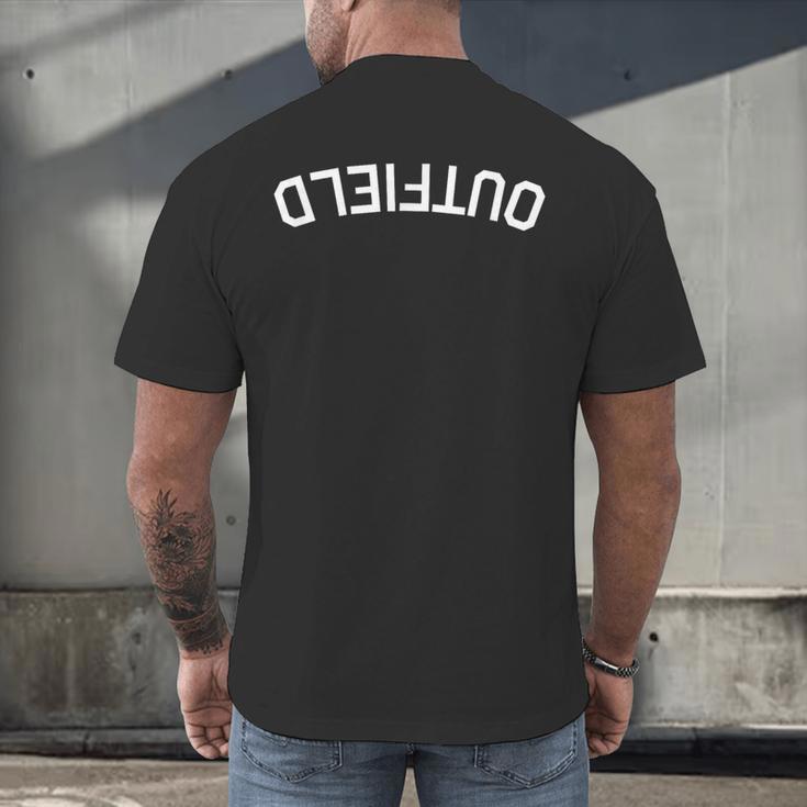 BaseballSoftball Upside Down Outfield Men's Back Print T-Shirt